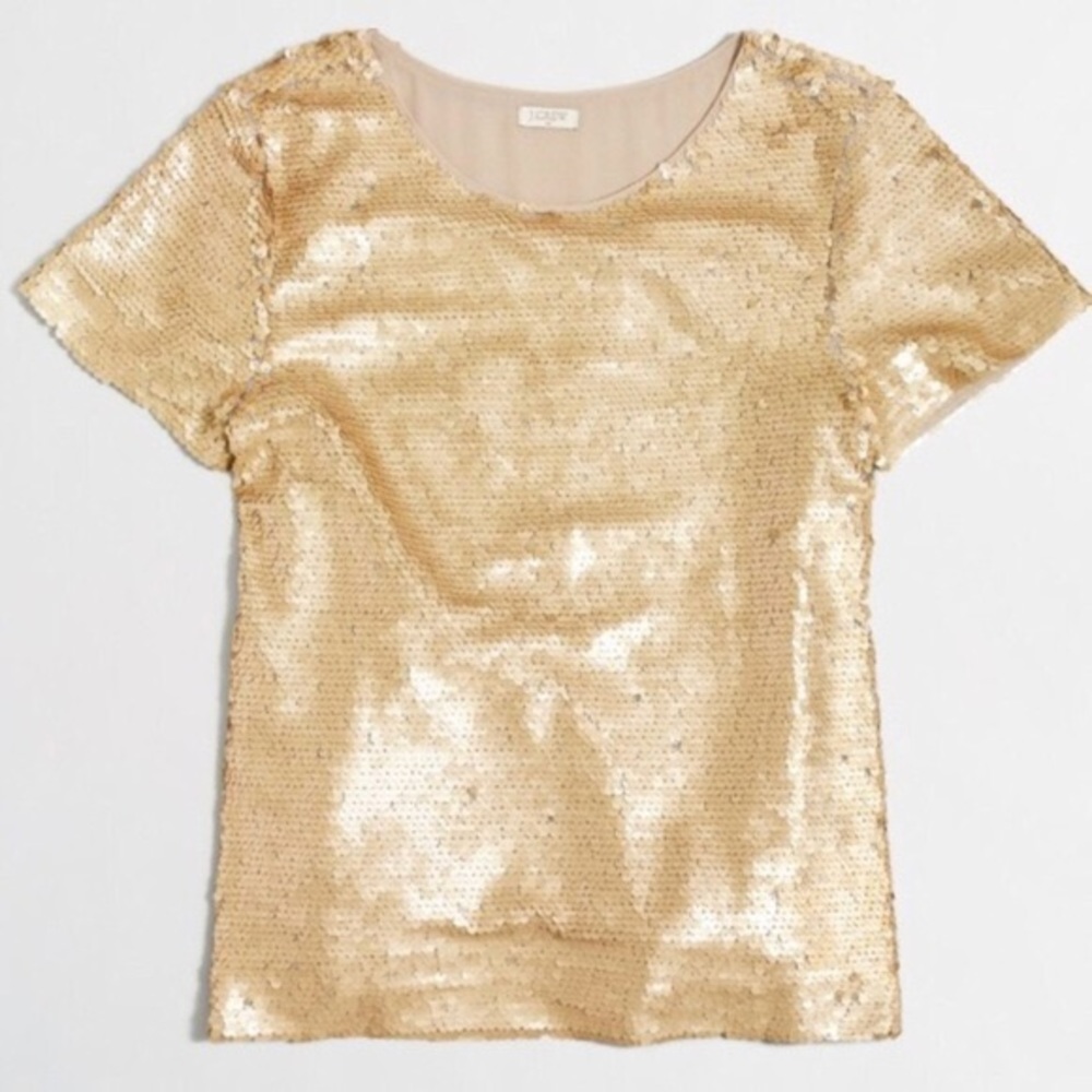 J Crew Matte Gold Sequin Top